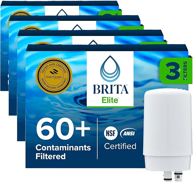 Brita Replacement Water Filter for Faucet Mount, Removes 99% of Lead, Sink Filtration System, White, 3 Count (Pack of 4)
