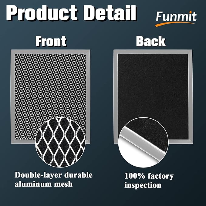97007696 Replacement Filter For B-Roan - 10.5 X 8.75 Range Hood Filter Compatible with Stove Vent Fan With Aluminum Mesh Charcoal Combo By Funmit- Replaces 6105c 97007697-2 Pack - AquaVibe