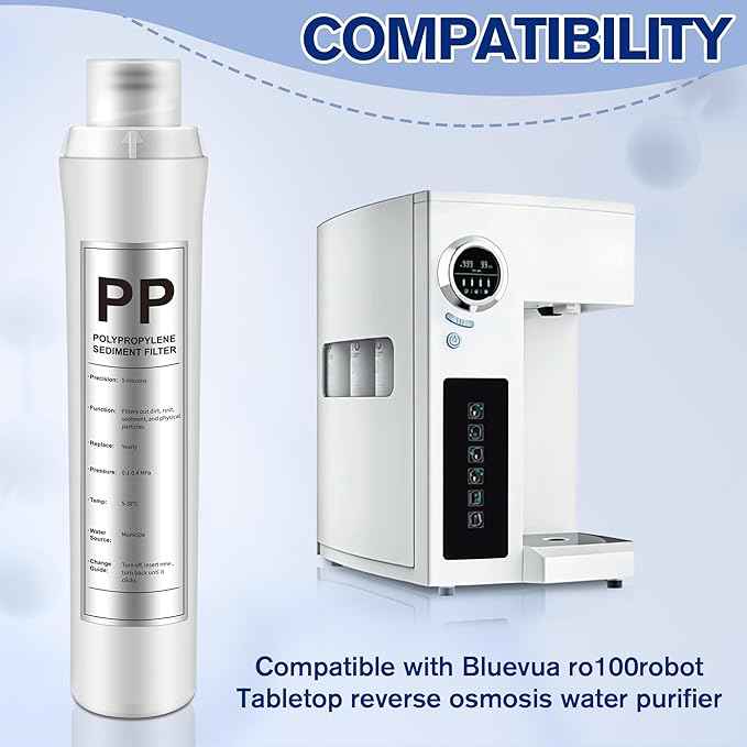 1 Pack PP Water Filter Replacement Compatible with Bluevua RO100ROPOT, 1 PP Water Filters, Improved Drink Quality, Easy to Replace for Household Daily Use Drinking