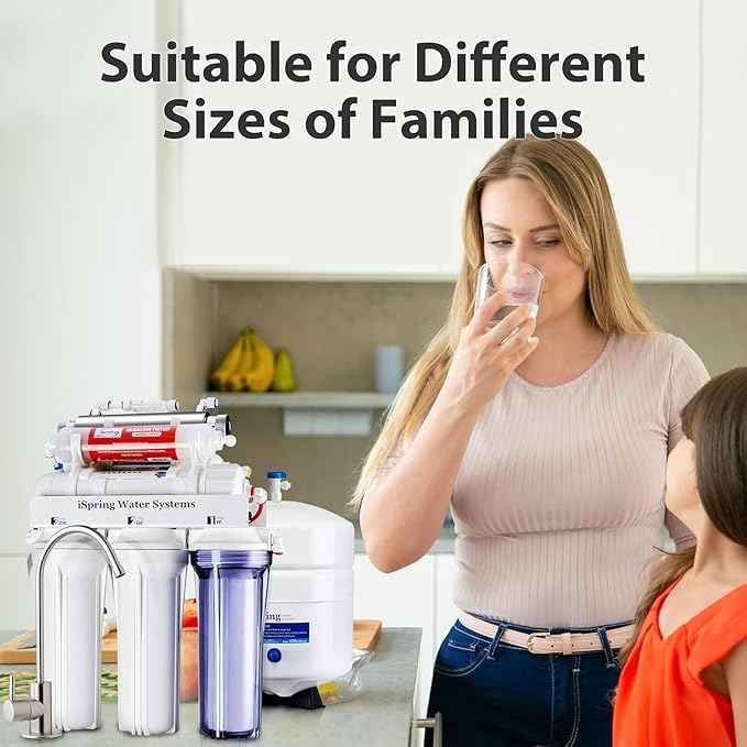 iSpring RCC7AK-UVF3 Value Pack, Alkaline UV 7-Stage Under Sink Reverse Osmosis Water Filter System, Patented Easy-Mount Faucet for Effortless Installation, Additional 3 Pre-Filters Included