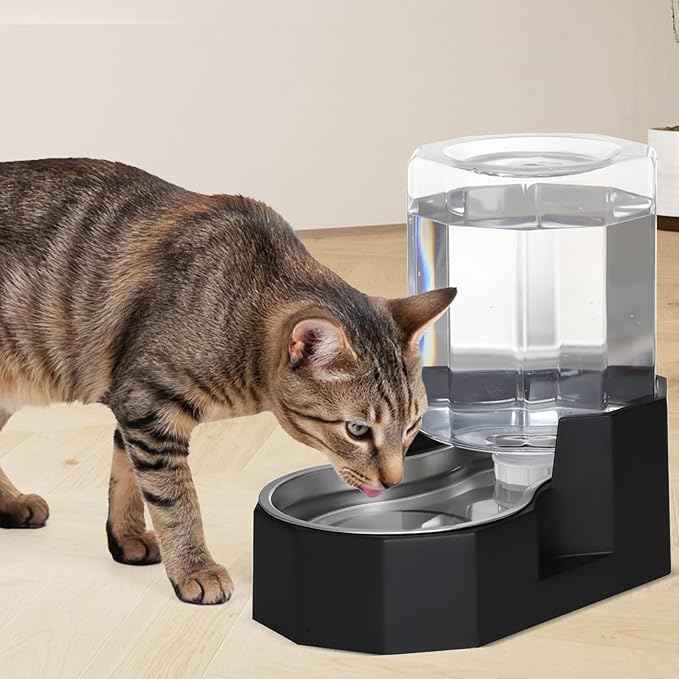 Sfozstra Large Dog Water Dispenser: 5L Automatic Gravity Water Feeder - Dishwasher-Safe Stainless Steel Bowl - Easy Clean - No Power Needed - for Cats & Small Dogs - Kitchen Corner/Crate Area