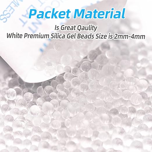 60Pcs 10 Gram Silica Gel Packs, Food Grade Moisture Absorbers, Silica Packets,Moisture Absobering for Food Storage,Desiccant Packs
