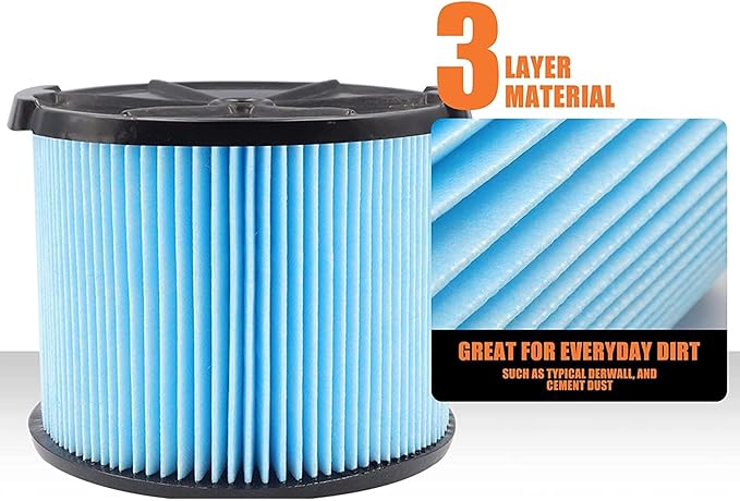 Replacement Filter for Ridgid VF3500 3-Layer Wet/Dry 3-4.5 Gallon Portable Vacuum Compatible with WD4050 WD4070 WD45-2 Packs - AquaVibe