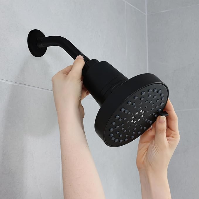 SEVENTY 4-Setting Filtered Shower Head with Shower Filter in Matte Black – Helps Reduce Chlorine and Impurities for Healthier Hair, Skin and Scalp, Easy to Install (Model 12157)