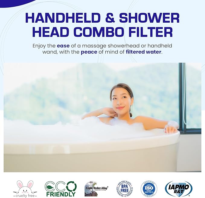 Crystal Quest Luxury Handheld Shower Power Filtration System - Black - BPA Free | 1.25-2.5 GPM | Reversible Cartridge | Great for Dechlorination