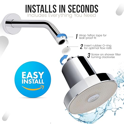 Shower Head Filter with Water Softener Includes Filters to Remove Toxic Chemicals + 10-Stage Bath Filter for Hard Water and Chlorine