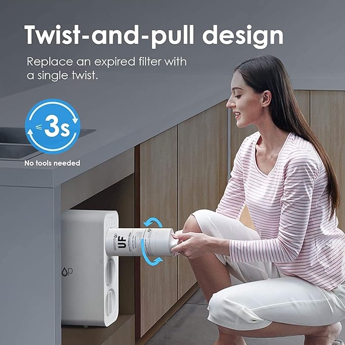 Waterdrop TSUF Ultra-Filtration Under Sink Water Filter, Replacement for Waterdrop TSU-W 3-Stage Ultra-Filtration Under Sink Water Filter System, 0.01 Micron, 4000 Gallons High Capacity, 1 Pack