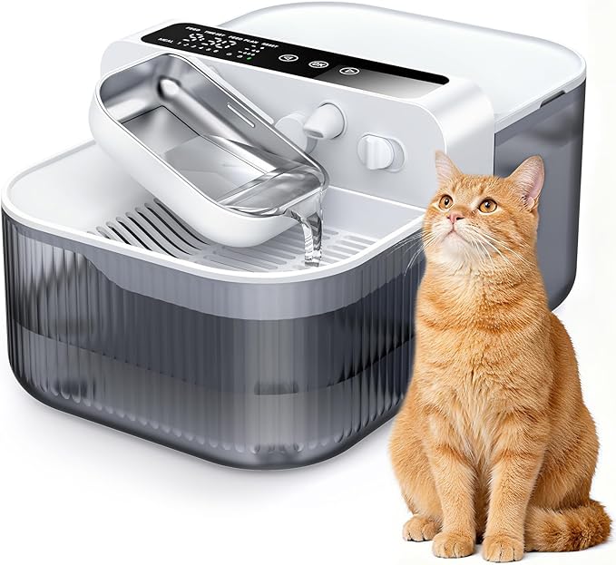 Wireless Cat Water Fountain with No Filters, 180-Day Battery & Precision Flow Control,3.5L Smart Pet Water Dispenser with Wastewater Separation & Custom Scheduling for Cats & Dogs, White