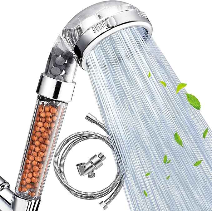 Nosame® Shower Head with Hose, Filter Filtration High Pressure Water Saving 3 Mode Function Spray Handheld Showerheads for Dry Skin & Hair