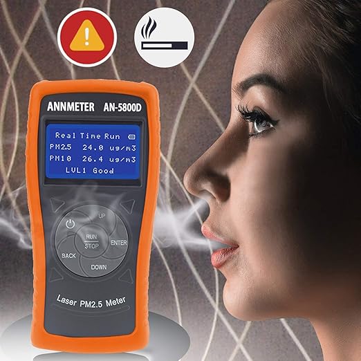 AIOMEST Air Quality Monitor-Laser PM 2.5/PM 10 Detector,Pollution Meter Sensor, Rechargeable Dust Particle Tester with Timing for Air Filter Home Indoor Outdoor, AI-5800D