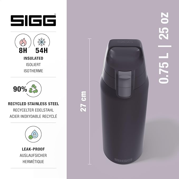 SIGG - Shield Therm- Stainless Steel Insulated Water Bottle - Carbonated Drinks, Leakproof, BPA Free, Recycled, 25, 34Oz