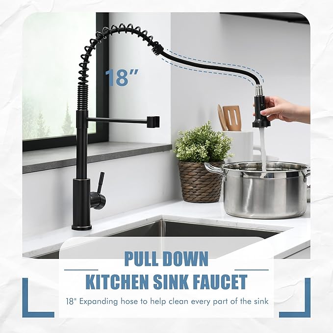 GIMILI Oil Rubbed Bronze Kitchen Faucet with Pull Down Sprayer Single Hole Stainless Steel Sink Faucet, Suitable for Farmhouses, RV, Laundry Room, Outdoor, and Campers. Llave para fregadero de cocina