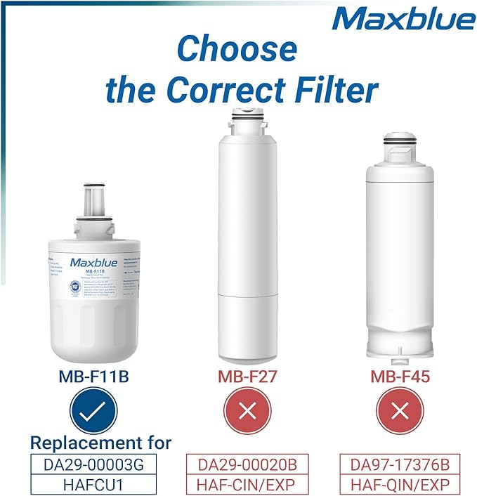 Maxblue DA29-00003G Refrigerator Water Filter, Replacement for Samsung DA29-00003G, DA29-00003B, Aqua-Pure Plus, RFG237AARS, DA29-00003F, HAFCU1, RFG297AARS, WFC2201, 3 Filters