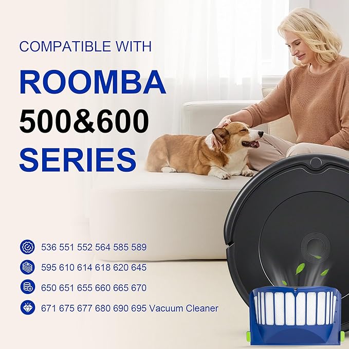 Funmit Aero Vac Filter Replacement parts for Roomba 500 & 600 Series 536 550 595 614 618 620 630 635 645 650 655 660 665 671 675 677 680 690 694 695 Vacuum Cleaner, 10 Pack - AquaVibe