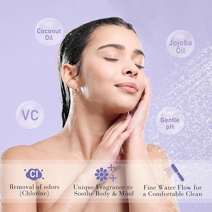 Vitamin C & Aromatherapy Skincare Spa Shower Head with Handheld, Filtered Showerhead for Hard Water - Removes Chlorine & Heavy Metals, Softer Skin & Hair Care (Lavender Scent)