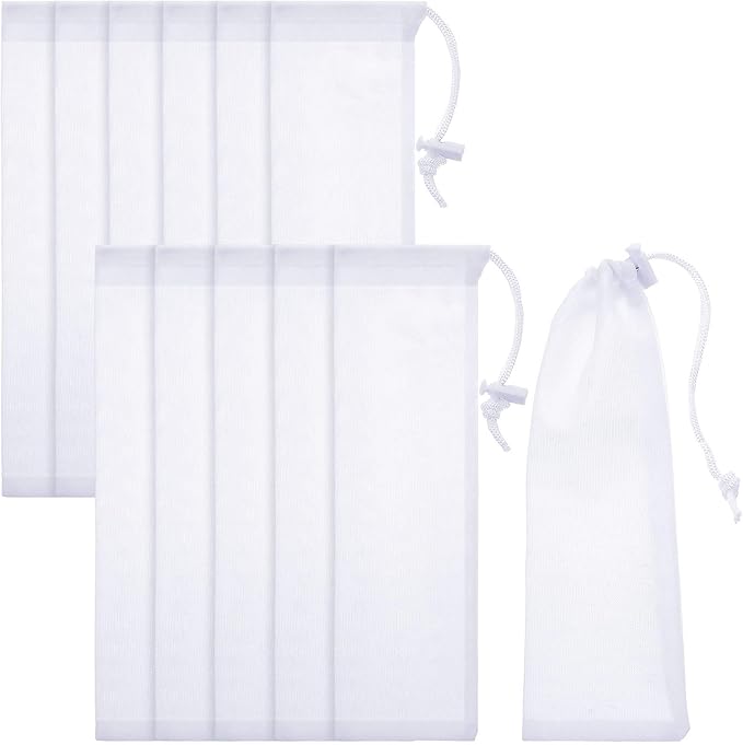 Lint Traps Catcher for Washing Machine Nylon Mesh Lint Traps for Home Laundry Washing Machine Drain Systems Discharge Hoses Filter, 9.4 x 3.1 Inch (12 Pieces) - AquaVibe