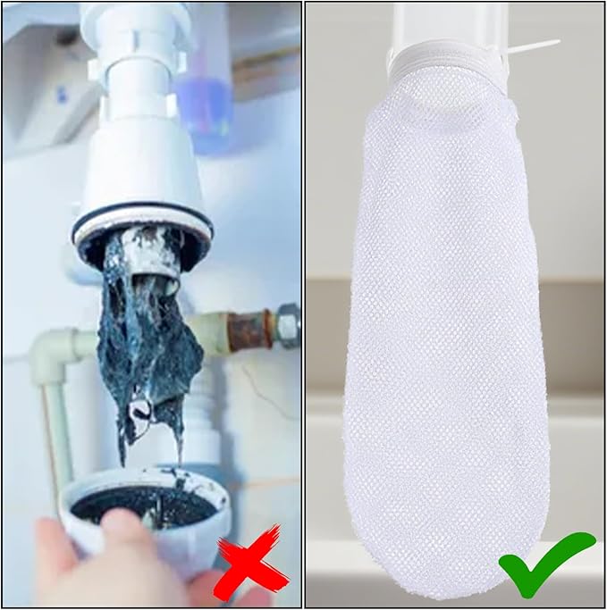32Pcs Sturdy Lint Traps for Washing Machine Hose, Includes 8 Nylon Washer Hose Lint Trap Mesh and 24 Cable Ties, Washer Lints Catcher for Home Sink Drain System Hoses Screen Filter (White)