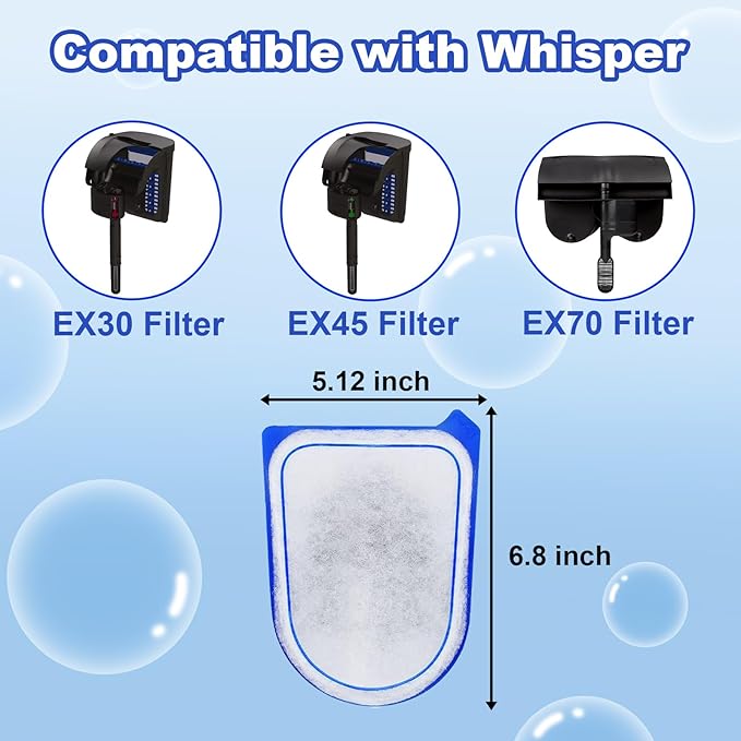 10-Pack Carbon Filter Cartridges Compatible with Tetra Whisper EX30/EX45/EX70 Filters, Replacement Filter Cartridges - AquaVibe
