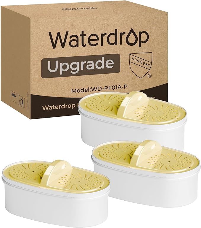[Original] Waterdrop Upgrade NSF 53&42&372 Certified Replacement Filters, for All Waterdrop Pitcher and Dispenser, Reduces Lead, PFAS, PFOA/PFOS, Chlorine, Cadmium, Copper, Mercury, 3 Packs