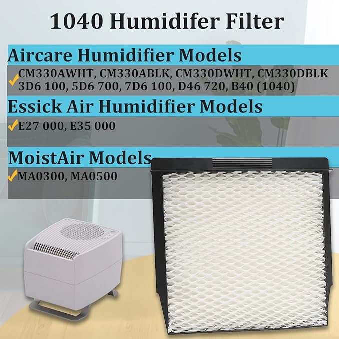 1040 Super Humidifier Wick Filter for Essick Air AIRCARE B40 7D6 100 CM330ABLK CM330AWHT CM330DBLK CM330DWHT E35000 E27000 2PCS - AquaVibe