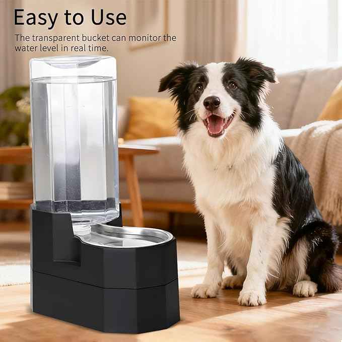 Sfozstra Elevated Dog Water Dispenser: 9L Gravity Auto Refill -Senior & Joint-Friendly Comfort Height - Leak-Proof - Stainless Steel Bowl -for Large Dogs -Multi-Pet Homes -Kitchen/Living Room/Garage