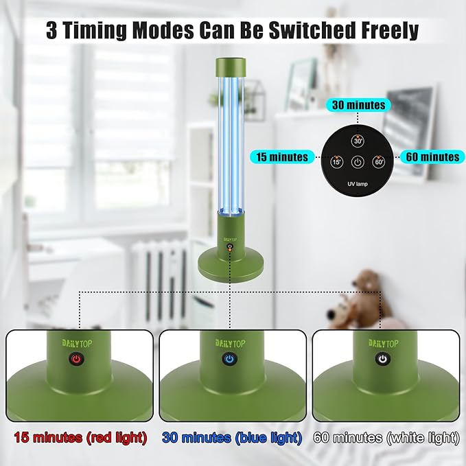 60W UV Light Sanitizer, Ozone-Free Home Disinfection Device for Haloclean UV, 254nm UVC Lamp Odor Eliminator for Whole Room, Ultraviolet Light with 3-Speed Timing and Remote