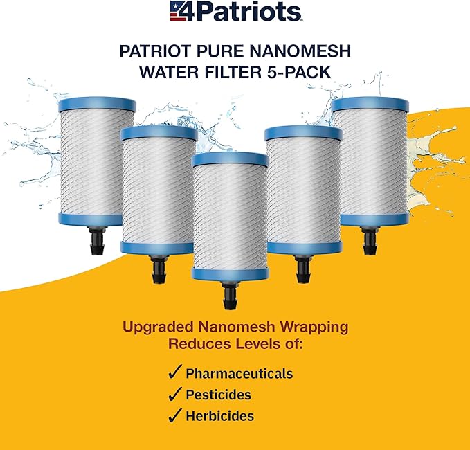 Patriot Pure Nanomesh™ Water Filter For 200+ Contaminants, Good for up to 800 gallons (5-Pack)