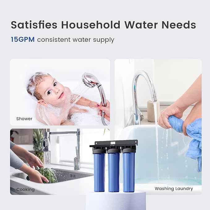 Waterdrop Whole House Water Filter,Carbon Filter and Sediment Filter, Replacement for, Any 20" x4.5" System, 5 Micron WD-WF20PG