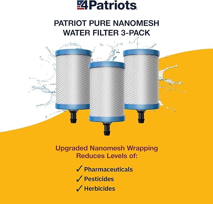 Patriot Pure Nanomesh™ Water Filter 3-Pack for 200+ Contaminants, Good for up to 800 gallons