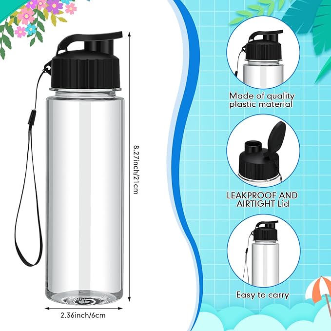 Mifoci 20 Pieces Water Bottle Bulk 17 oz Plastic Water Bottles Bulk Gym Sports Adults Reusable Large Bottles with Leak Proof Flip Top for Party Outdoor(Regular Style,Black)