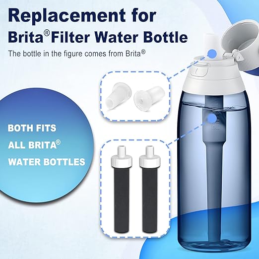 Brita 2in1 Water Bottle Filter & Mouthpiece Replacement - 2pcs Filter & 2pcs Bite Valve
