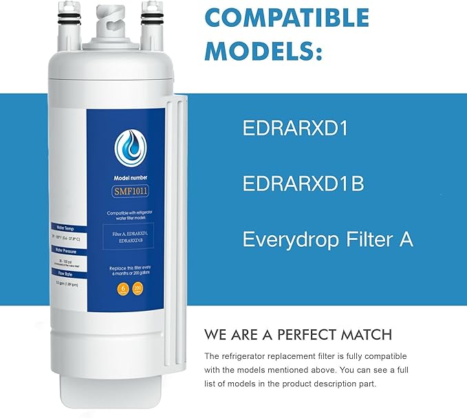 EDRARXD1 Water Filter Replacement for Whirlpool EDRARXD1, Everydrop Filter A, WRFF3536SZ, WRMF3636RZ, WRFF3436RZ, WRMF3636RV, WRMF3636RW, WRMF3636RB, 1 Count
