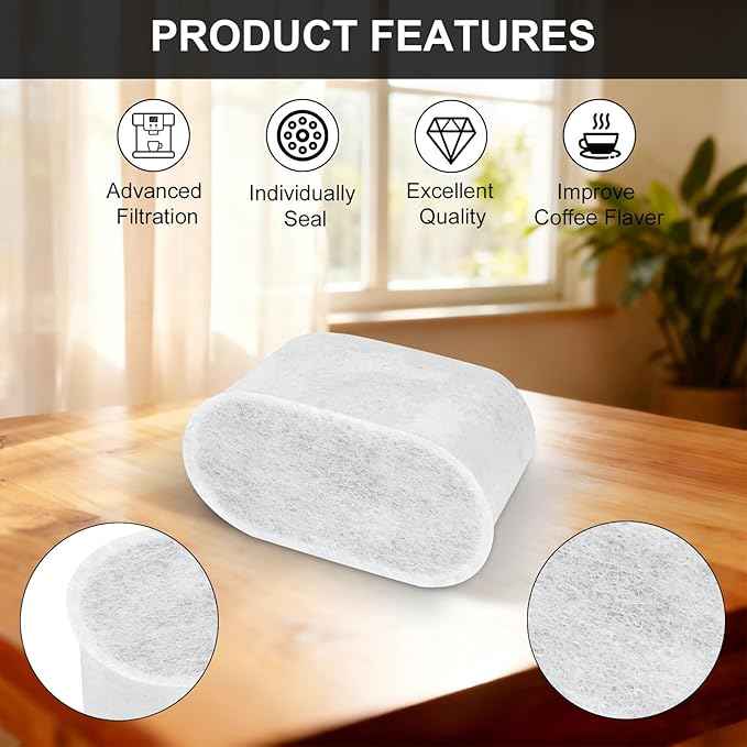 Activated Carbon Coffee Water Filter Inserts for Ninja Luxe Cafe ES601, ES655, ES701 – Long-Lasting Value Pack, Compatible with Select Breville & Keurig Coffee Makers, 12 Pack