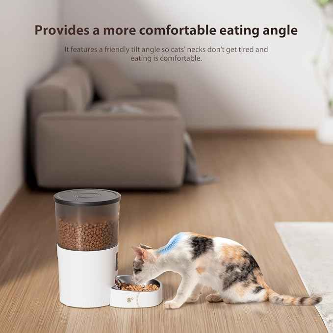IMIPAW Automatic Cat Feeder, 3L Timed Pet Dry Food Dispenser with Clog-Free Design, Programmable, Dual Power Supply, Desiccant Bags, Auto Feeder for Cats, 1-6 Meals Per Day, with Stainless Steel