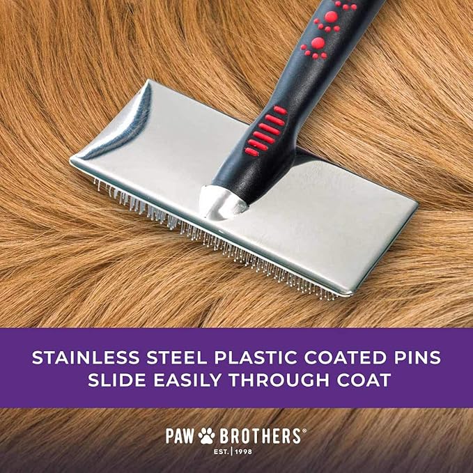 Ryan's Pet Supplies Paw Brothers Soft Flat Slicker Brush for Dogs, Grooming Brush Small and Medium Dogs, Coated Tips, Gentle on Skin, Maximum Coverage, Medium - AquaVibe