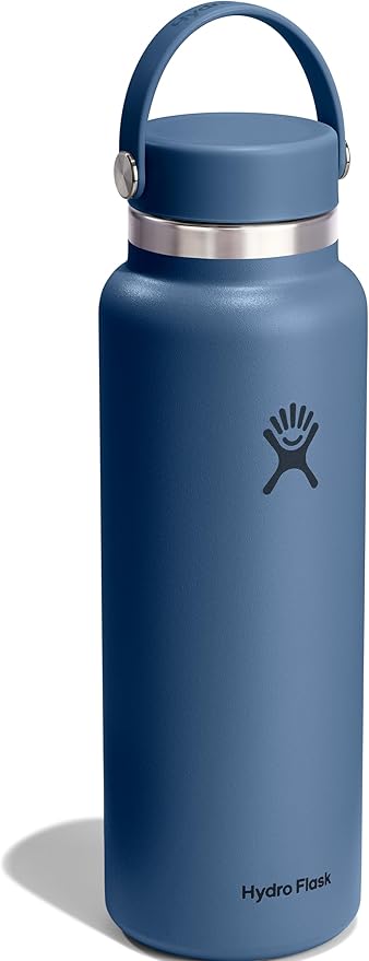 Hydro Flask Water Bottle - Insulated Stainless Steel - Wide Mouth Flex Lid, Non Spill, Leakproof and Refillable in 40 Oz Harbor Blue