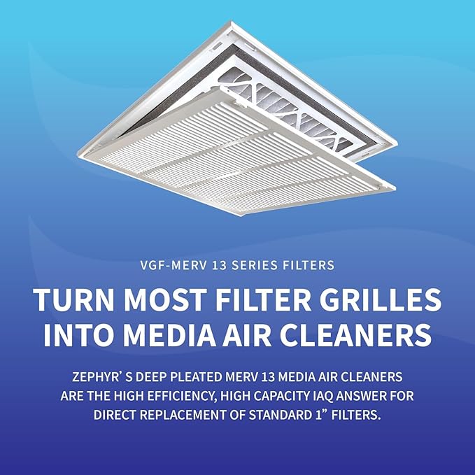 Zephyr 14x25x3 VGF Merv 13 Media Air Cleaner Replacement Filter for Return Air Grilles. Quantity 1 - AquaVibe