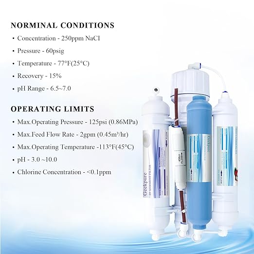 Geekpure 4 Stage Portable Aquarium Reverse Osmosis RO Drinking Water Filtration System 100 GPD - with DI Filter TDS Close to 0 ppm - AquaVibe