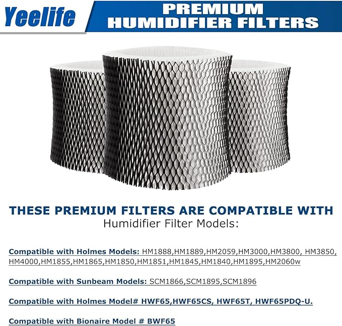 6 Pack HWF65 Humidifier Filter Compatible with Holmes Humidifier Filter, Replacement Humidifier Filter C, HWF65PDQ-U