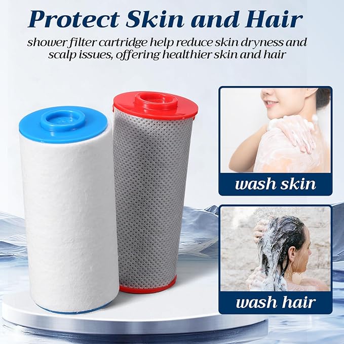 Baquler 4 Pcs Compatible with Weddell Duo Shower Filter Shower Replacement Cartridges Filter Water Clean Cartridges Replacement Full Set for Removes Chlorine Particulates Heavy Metals