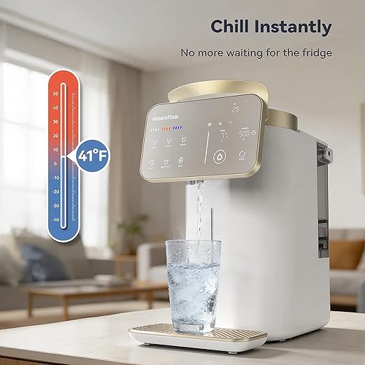 NatureFlow Y60EC Cold Reverse Osmosis Water Mineralization System — Featuring Natural Mineral Activation, 10-Stage RO Filtration, Ultra Dual UV, Alkaline Water,4:1 Pure-to-Drain Ratio, 11-Temperature