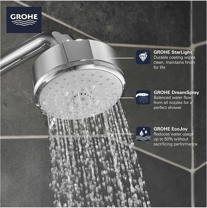 GROHE Tempesta Cosmopolitan 100 4 Spray Shower Head, Hard Graphite