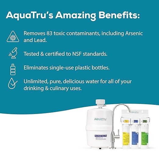 AquaTru Under Sink Reverse Osmosis Water Filter System | Certified to Remove Lead, Chlorine, Fluoride, PFOA, PFOS and More for Pure Great-Tasting Water (AquaTru Under Sink)