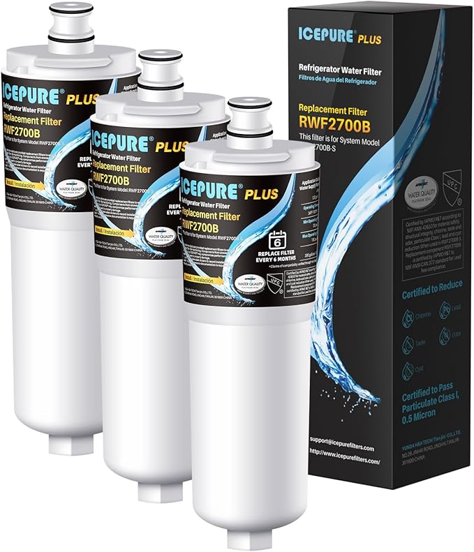 ICEPURE PLUS NSF/ANSI 53 and NSF/ANSI 42 Refrigerator Water Filter Replacement for Bosch 640565, Whirlpool WHKF-R-PLUS, EVOLFLTR10, CS-52, CS-51, CS-452, 5553629, 55866-05, 55866-06, 5586606, 3 Pack