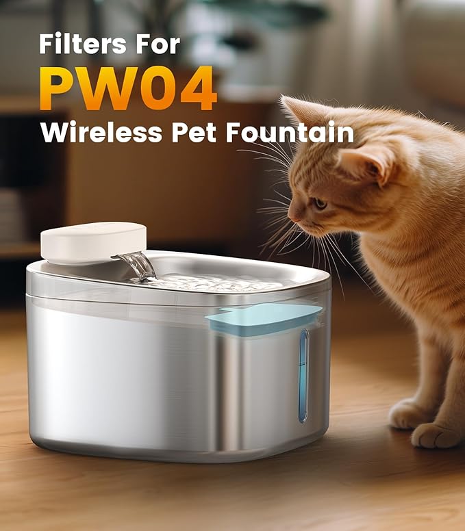 6pcs Replacement Filters for PW04 3.5L Wireless Cat Water Fountain （Only for oneisall Fountain B0DNJT76WJ, B0DMF2LH3Y and B0DSJ9F3M2