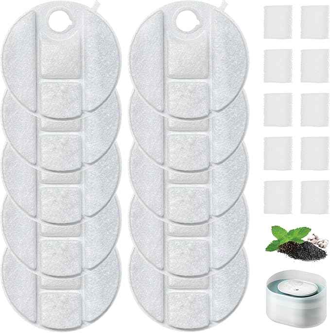 10 Pack Dog Fountain Filter Replacement for Petlibro Water Fountain PLWF008 Filter Replacement,5 Month Set of Filters for Dog Water Dispensers