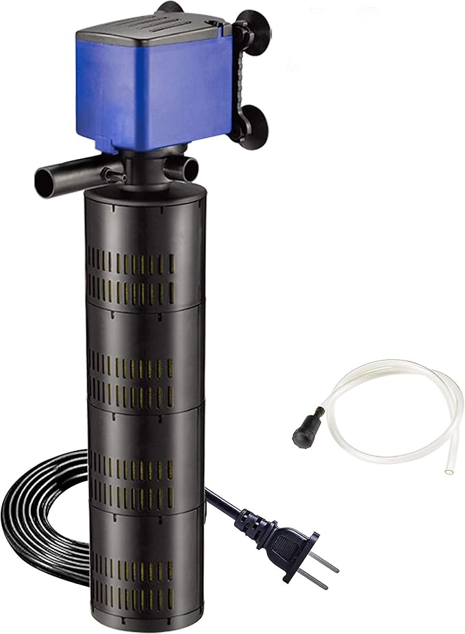 660 GPH Internal Filter Submersible Pump - 3 in 1 Aquarium Fish Tank Pump with Oxygenation, Filtration & Water Cycling, 6.6 ft max lift, 35W
