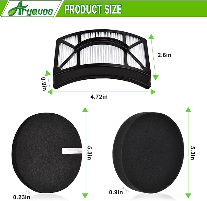 Filter Replacement for Bissell CleanView 2486, 2487, 2488, 2489, 24899, 2490, 2491, 2492, PowerClean 2494 Vacuum, Compare to Part # 1608225, 1604130, 1601972, 2 HEPA +2 Foam & Felt Filters - AquaVibe