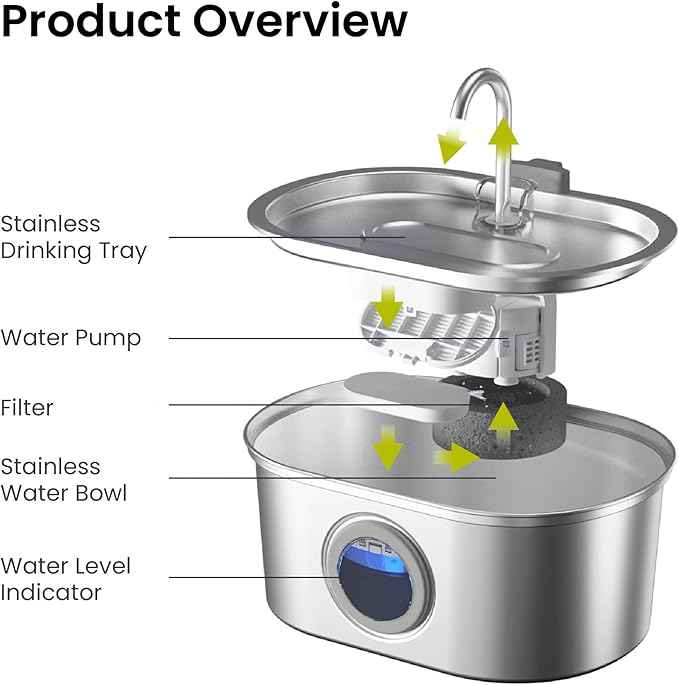 PawsPik SS-01 Stainless Steel Faucet-Design Cat Fountain, 108.2 oz.