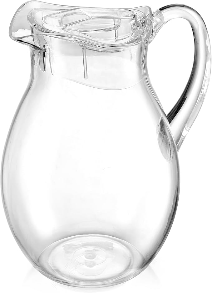 MosJos Acrylic Pitcher (72 oz), Clear Plastic, Water Pitcher with Lid, Shatterproof, BPA-Free Clear Pitcher, Ideal for Sangria, Lemonade, Juice, Iced Tea & More